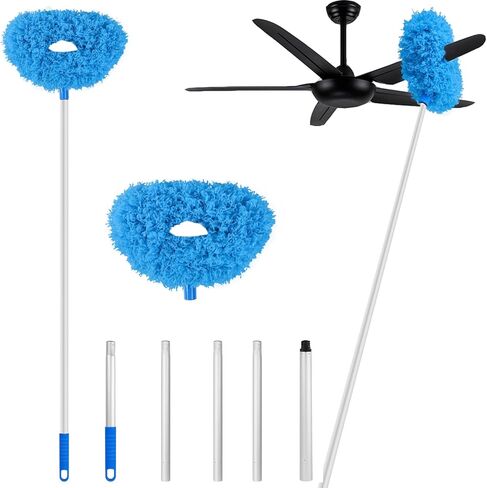Ceiling Fan Cleaner Duster High Ceiling Fan Cleaner Extended Fan Blade Cleaner Reusable Microfiber Ceiling Fan Blade Cleaner Adjusts 13 to 67 Inch for Cleaning Walls Cobweb Door Window Top （Blue） in Saudi Arabia