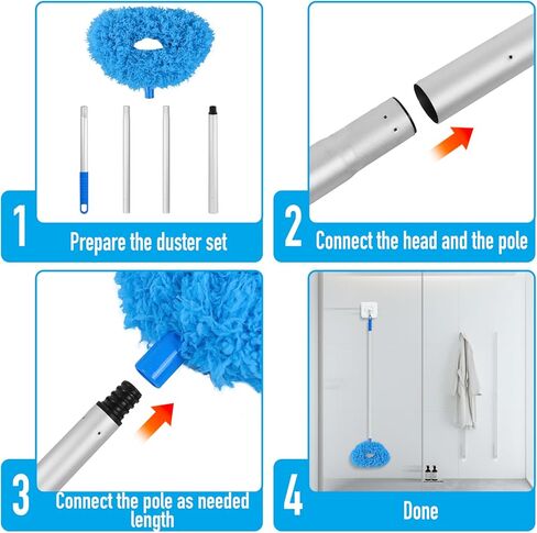 Ceiling Fan Cleaner Duster High Ceiling Fan Cleaner Extended Fan Blade Cleaner Reusable Microfiber Ceiling Fan Blade Cleaner Adjusts 13 to 67 Inch for Cleaning Walls Cobweb Door Window Top （Blue） in Saudi Arabia