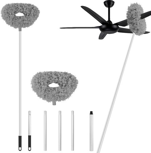 Ceiling Fan Cleaner Duster High Ceiling Fan Cleaner Extended Fan Blade Cleaner Reusable Microfiber Ceiling Fan Blade Cleaner Adjusts 13 to 67 Inch for Cleaning Walls Cobweb Door Window Top （Blue） in Saudi Arabia