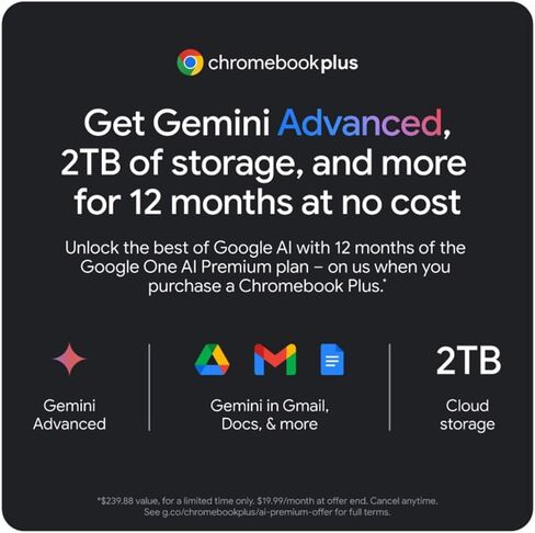 كمبيوتر محمول Acer Chromebook Plus 514 مع Google AI - شاشة 14 بوصة عالية الدقة 1920 × 1080 IPS | Intel Core i3-N305 | 8 جيجابايت LPDDR5 | 128 جيجابايت SSD | Wi-Fi 6E | كاميرا FHD | نظام التشغيل Chrome | CB514-4H-38JA in Saudi Arabia