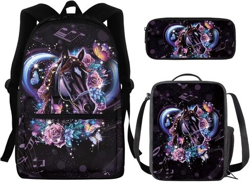 HUGS IDEA Pray Cat Print Backpack Set for Teen Girls Boys Cute Cute Kids School Bag with Lunchbox Pencil Case in Saudi Arabia