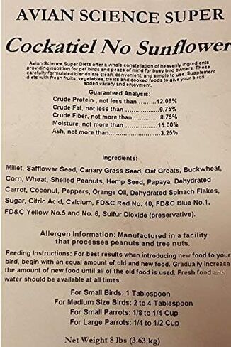 Volkman Avian Science Super Cockatiel No Sunflower Bird Food 4 lb in Kuwait
