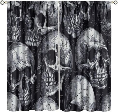Gothic Curtains Red Bat Pattern Blackout Print Rod Pocket Window Drapes for Bedroom Living Room 55x63in in Saudi Arabia