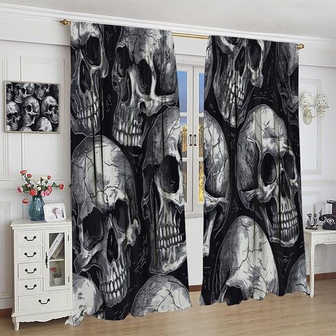 Gothic Curtains Red Bat Pattern Blackout Print Rod Pocket Window Drapes for Bedroom Living Room 55x63in in Saudi Arabia