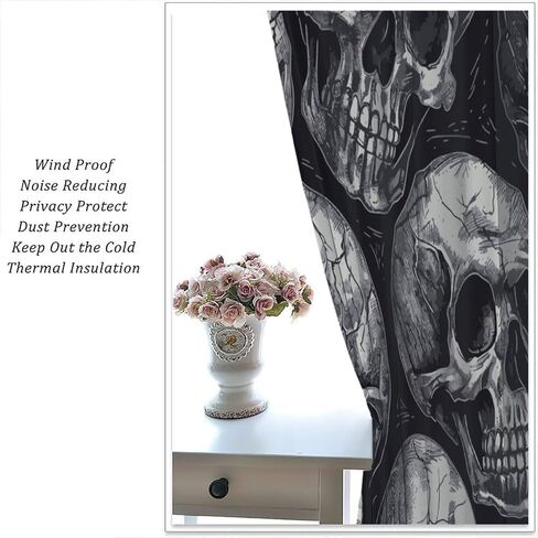 Gothic Curtains Red Bat Pattern Blackout Print Rod Pocket Window Drapes for Bedroom Living Room 55x63in in Saudi Arabia