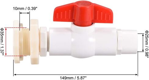 uxcell PVC Ball Valve Connector Spigot Kit G1/2, with Bulkhead Fitting Adapter, White Red for Water Tank 2Pcs in Saudi Arabia