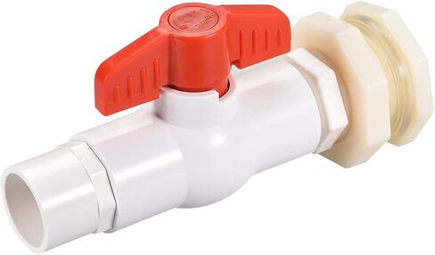 uxcell PVC Ball Valve Connector Spigot Kit G1/2, with Bulkhead Fitting Adapter, White Red for Water Tank 2Pcs in Saudi Arabia