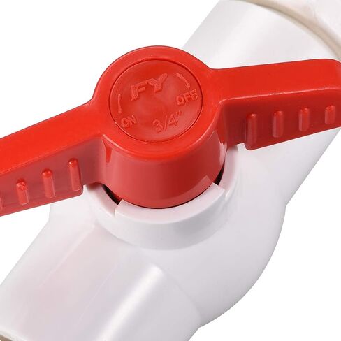 uxcell PVC Ball Valve Connector Spigot Kit G1/2, with Bulkhead Fitting Adapter, White Red for Water Tank 2Pcs in Saudi Arabia