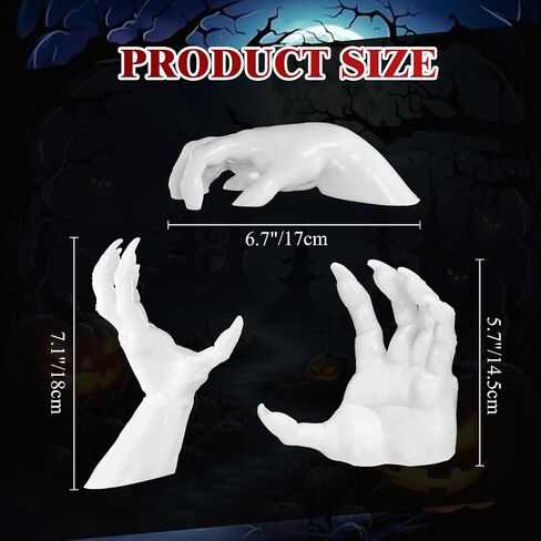 WinnerWhy 3 Pack Creepy Hands Decor Halloween Wall Mounted Decorations Spooky Reaching Hands Horror Gothic Aesthetic Indoor Outdoor Hanging Statue for Halloween Wall House Home Art Sculpture(Classic) in Saudi Arabia