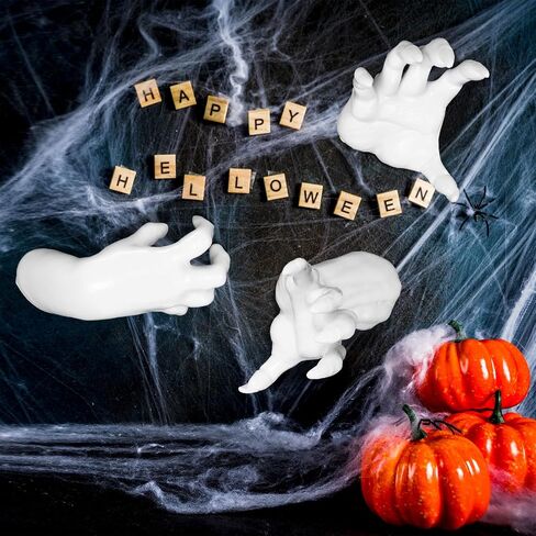 WinnerWhy 3 Pack Creepy Hands Decor Halloween Wall Mounted Decorations Spooky Reaching Hands Horror Gothic Aesthetic Indoor Outdoor Hanging Statue for Halloween Wall House Home Art Sculpture(Classic) in Saudi Arabia