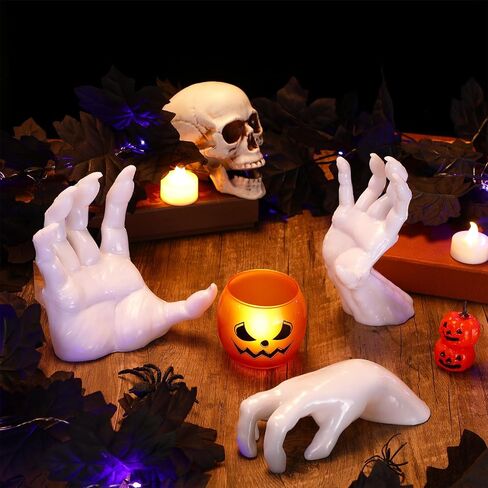 WinnerWhy 3 Pack Creepy Hands Decor Halloween Wall Mounted Decorations Spooky Reaching Hands Horror Gothic Aesthetic Indoor Outdoor Hanging Statue for Halloween Wall House Home Art Sculpture(Classic) in Saudi Arabia