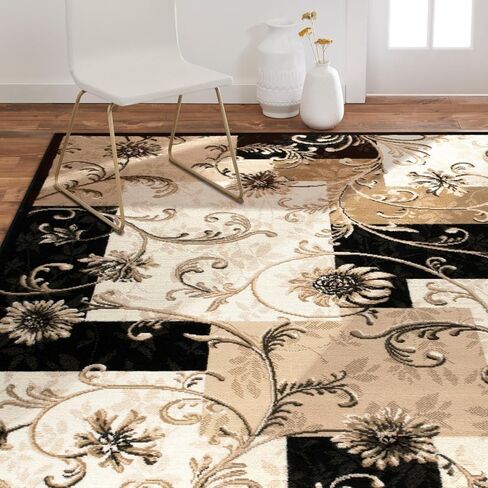 سجادة منطقة بايرون أوبتيموم من هوم داينامكس، 7 أقدام و8 بوصات × 10 أقدام و4 بوصات، أسود/بيج in Kuwait