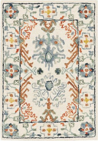 SAFAVIEH Aspen Collection 2'3" x 7' Ivory/Blue APN310A Handmade Boho Wool Runner Rug in Saudi Arabia