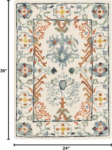 SAFAVIEH Aspen Collection 2'3" x 7' Ivory/Blue APN310A Handmade Boho Wool Runner Rug in Saudi Arabia