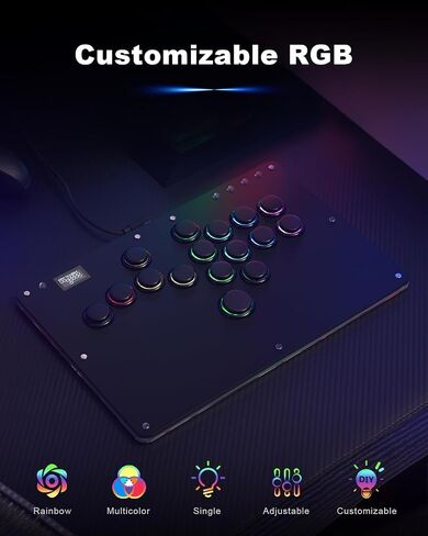 SIXSIR Leverless Controller R16 for Arcade Gaming Retro Rims Series - Thinner Size & Pinky Button(20.6mm) - 16 Keys Crystal Low-profile Switch - Custom RGB Controller for PC/Switch/PlayStation in Saudi Arabia
