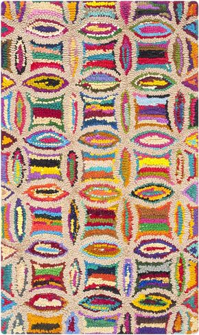 SAFAVIEH Nantucket Collection Area Rug - 5' x 8', Multi, Handmade Boho Abstract Cotton, Ideal for High Traffic Areas in Living Room, Bedroom (NAN441A) in Saudi Arabia