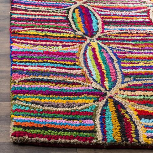 SAFAVIEH Nantucket Collection Area Rug - 5' x 8', Multi, Handmade Boho Abstract Cotton, Ideal for High Traffic Areas in Living Room, Bedroom (NAN441A) in Saudi Arabia
