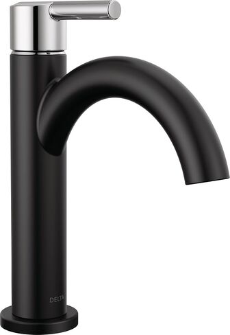 Delta Faucet Nicoli Matte Black Bathroom Faucet, Black/ Gold Single Hole Bathroom Sink Faucet, Single Handle Bathroom Faucet, Pop-Up Drain Assembly, Matte Black/ Champagne Bronze 15749LF-GZ in Kuwait