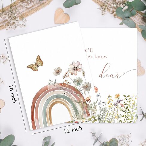 HRQKO Boho Rainbow Nursery Wall Art Poster Prints Set of 4, Baby Girl Nursery Decor, Wildflower Nursery Artwork Prints Posters Wall Decor, You’ll Never Know Dear Decor for Girls Room 8"x10" Unframed in Kuwait