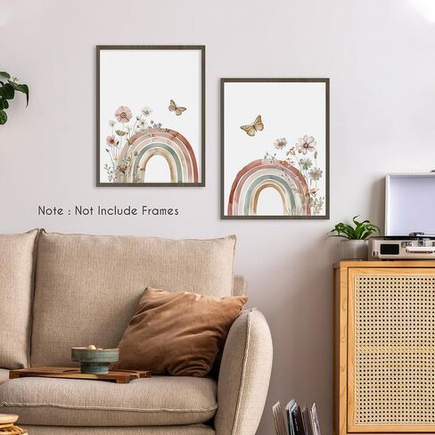 HRQKO Boho Rainbow Nursery Wall Art Poster Prints Set of 4, Baby Girl Nursery Decor, Wildflower Nursery Artwork Prints Posters Wall Decor, You’ll Never Know Dear Decor for Girls Room 8"x10" Unframed in Kuwait