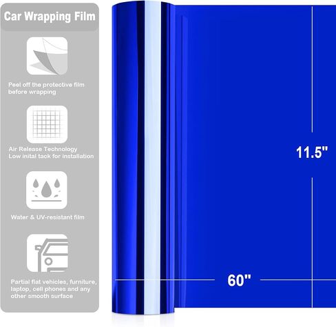 طبقة تغليف السيارة بمرآة رمادية اللون مقاس 11.5 × 60 بوصة من TECKWRAP - تقنية إطلاق الهواء لسهولة التركيب بنفسك، تعزز المظهر الأنيق للمركبة in Kuwait