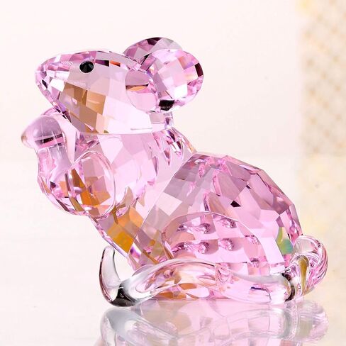 DOJOZ كريستال ماوس لطيف الحيوان ديكور المنزل التماثيل الجميلة هدايا عيد الميلاد القابلة للجمع (أبيض) in Kuwait