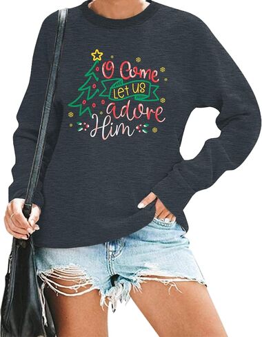 UNIQUEONE Christmas Sweatshirts for Women Christian Sweatshirts: Merry Christmas Tree Sweaters Xmas Holiday Pullover Top in Saudi Arabia