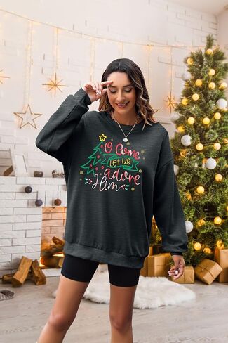 UNIQUEONE Christmas Sweatshirts for Women Christian Sweatshirts: Merry Christmas Tree Sweaters Xmas Holiday Pullover Top in Saudi Arabia