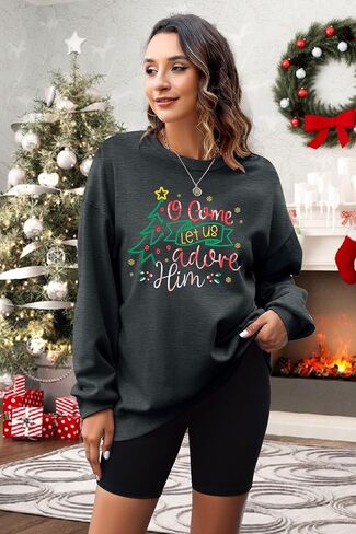 UNIQUEONE Christmas Sweatshirts for Women Christian Sweatshirts: Merry Christmas Tree Sweaters Xmas Holiday Pullover Top in Saudi Arabia