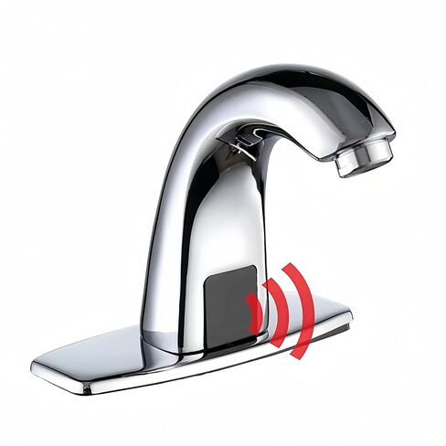 صنبور أوتوماتيكي بدون لمس، صنبور AKIZIDS بدون استخدام اليدين للحمام مع صندوق تحكم وخلاط درجة الحرارة، كل من البطارية والقابس، كروم in Kuwait