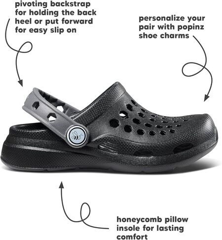 Joybees Kids Active Clog, Slip-On, Easy to Clean, Graphic Blue Iris Tropical Floral, Junior 1/2 in Saudi Arabia