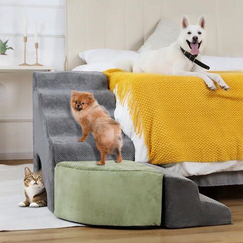Dog Stairs Steps for 30 Inches Tall High Bed, Pet Dog Ramp Ladder for Small Dogs Injured, Doggie, Old Cats, Kitty, Small Animals with Glow Cover Up to 28 29 30 Inch Tall Bed in Saudi Arabia