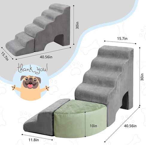 Dog Stairs Steps for 30 Inches Tall High Bed, Pet Dog Ramp Ladder for Small Dogs Injured, Doggie, Old Cats, Kitty, Small Animals with Glow Cover Up to 28 29 30 Inch Tall Bed in Saudi Arabia