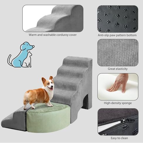 Dog Stairs Steps for 30 Inches Tall High Bed, Pet Dog Ramp Ladder for Small Dogs Injured, Doggie, Old Cats, Kitty, Small Animals with Glow Cover Up to 28 29 30 Inch Tall Bed in Saudi Arabia