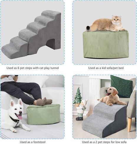 Dog Stairs Steps for 30 Inches Tall High Bed, Pet Dog Ramp Ladder for Small Dogs Injured, Doggie, Old Cats, Kitty, Small Animals with Glow Cover Up to 28 29 30 Inch Tall Bed in Saudi Arabia