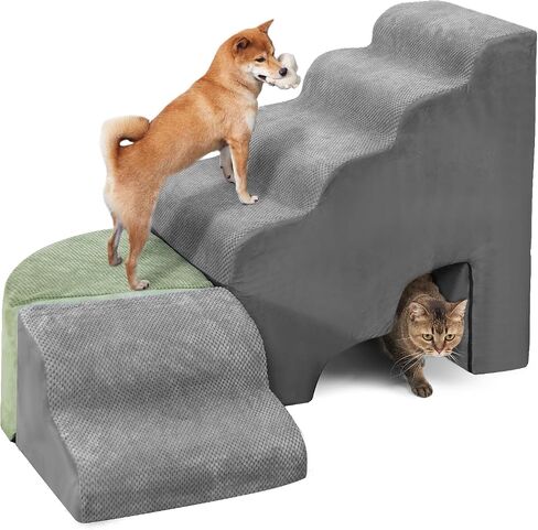 Dog Stairs Steps for 30 Inches Tall High Bed, Pet Dog Ramp Ladder for Small Dogs Injured, Doggie, Old Cats, Kitty, Small Animals with Glow Cover Up to 28 29 30 Inch Tall Bed in Saudi Arabia