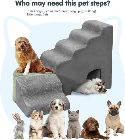 Dog Stairs Steps for 30 Inches Tall High Bed, Pet Dog Ramp Ladder for Small Dogs Injured, Doggie, Old Cats, Kitty, Small Animals with Glow Cover Up to 28 29 30 Inch Tall Bed in Saudi Arabia