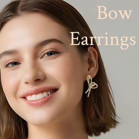 Gold Dangle Earrings Pearl Bow Pearl Earrings For Women Drop Pearl Earrings14K Gold Bow Dangle Drop Earrings Gift For Girls Wedding Earring in Saudi Arabia