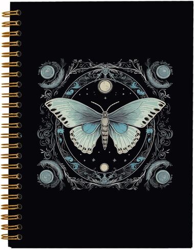 Moth Notebook,Tarot Notebook Journals for Work Office School Student Teacher Tarot Lovers,Black Hardcover Spiral Notebook 5.5x8.3 in Saudi Arabia