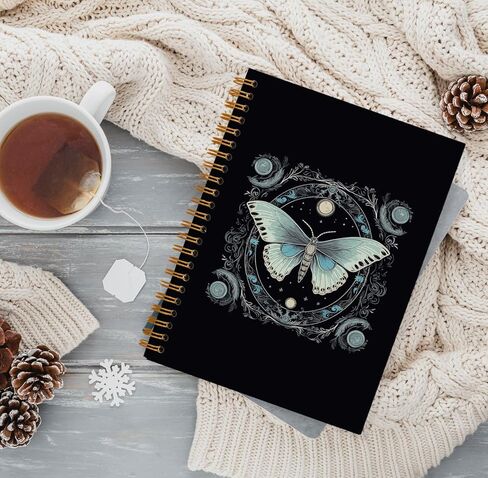 Moth Notebook,Tarot Notebook Journals for Work Office School Student Teacher Tarot Lovers,Black Hardcover Spiral Notebook 5.5x8.3 in Saudi Arabia
