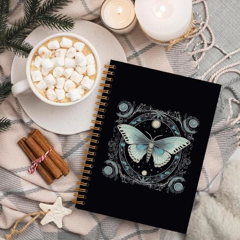 Moth Notebook,Tarot Notebook Journals for Work Office School Student Teacher Tarot Lovers,Black Hardcover Spiral Notebook 5.5x8.3 in Saudi Arabia