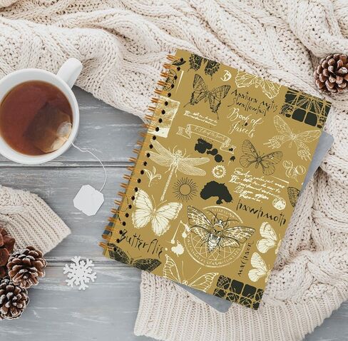 Moth Notebook,Tarot Notebook Journals for Work Office School Student Teacher Tarot Lovers,Black Hardcover Spiral Notebook 5.5x8.3 in Saudi Arabia