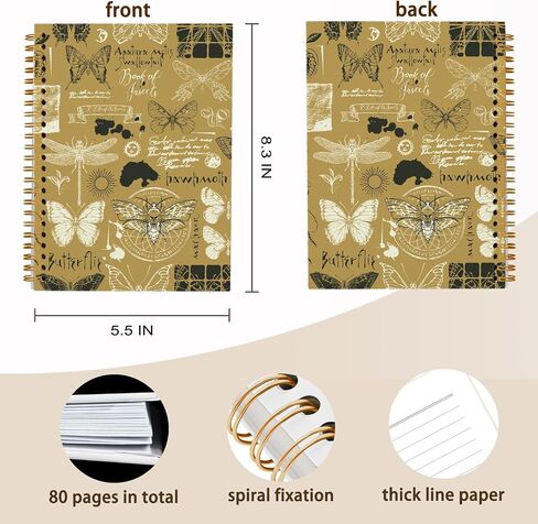 Moth Notebook,Tarot Notebook Journals for Work Office School Student Teacher Tarot Lovers,Black Hardcover Spiral Notebook 5.5x8.3 in Saudi Arabia