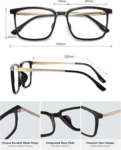 Oversized Blue Light Glasses Women/Men Computer/Gaming/Phone Blue Blocker Anti Glare Square Black/Clear TR90 Glasses… in Saudi Arabia