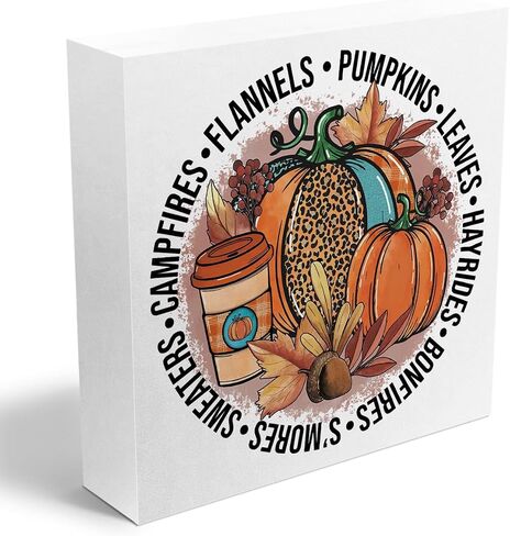 Halloween Decorations Rustic Wooden Box Sign, Fall Decor Halloween Decor, Autumn Decor Farmhouse Decor, Fall Leaves Ghost Decor, Living Room Office Coffee Bar Desk Shelf Decor Decorations in Saudi Arabia