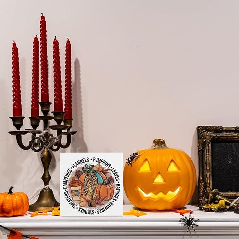 Halloween Decorations Rustic Wooden Box Sign, Fall Decor Halloween Decor, Autumn Decor Farmhouse Decor, Fall Leaves Ghost Decor, Living Room Office Coffee Bar Desk Shelf Decor Decorations in Saudi Arabia