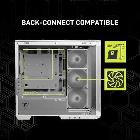 MSI MAG PANO 100L PZ WHITE Mid Tower ATX Gaming Case, ABS Plastic, SPCC Steel, Tempered Glass, Support Back-Connect, 270-degree Panoramic Display, GPU Support Stand, Dust Filter in Saudi Arabia