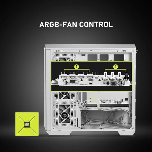MSI MAG PANO 100L PZ WHITE Mid Tower ATX Gaming Case, ABS Plastic, SPCC Steel, Tempered Glass, Support Back-Connect, 270-degree Panoramic Display, GPU Support Stand, Dust Filter in Saudi Arabia