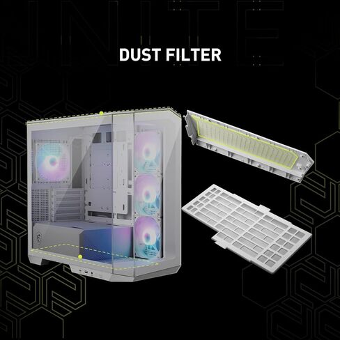 MSI MAG PANO 100L PZ WHITE Mid Tower ATX Gaming Case, ABS Plastic, SPCC Steel, Tempered Glass, Support Back-Connect, 270-degree Panoramic Display, GPU Support Stand, Dust Filter in Saudi Arabia