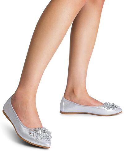 DREAM PAIRS Ballet Flats Shoes for Women, Women's Pointed Toe Rhinestone Sparkly Foldable Flats, Comfortable Shoes for Women Dressy Wedding Party Work Drive in Saudi Arabia